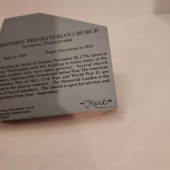 Vintage 1998 Hometowne Collectibles Historic Presbyterian Church Shelf Sitter - Picture 7 of 8